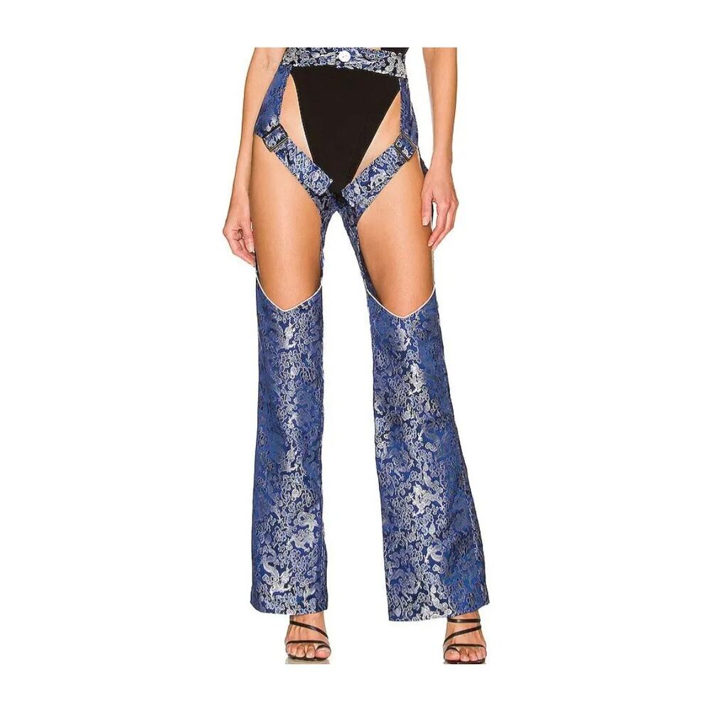 NWT Kim Shui Revolve Dragon Brocade Chaps Blue Floral XS